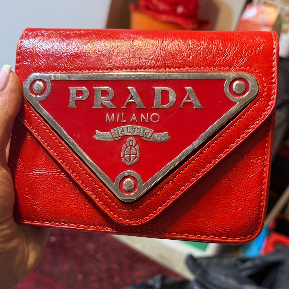 Red Leather bag chain purse